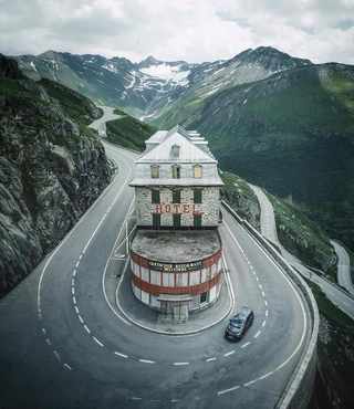 Abandoned Hotel Belvédère in Furka pass, Switzerland