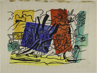Фернан Леже. Загородная прогулка (III). Рисунок. Кисть тушью, гуашь по подготовке графитным карандашом. 1954