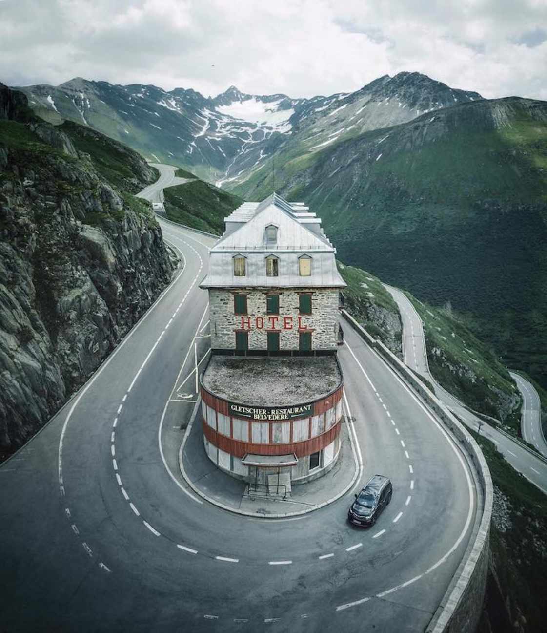 Abandoned Hotel Belvédère in Furka pass, Switzerland